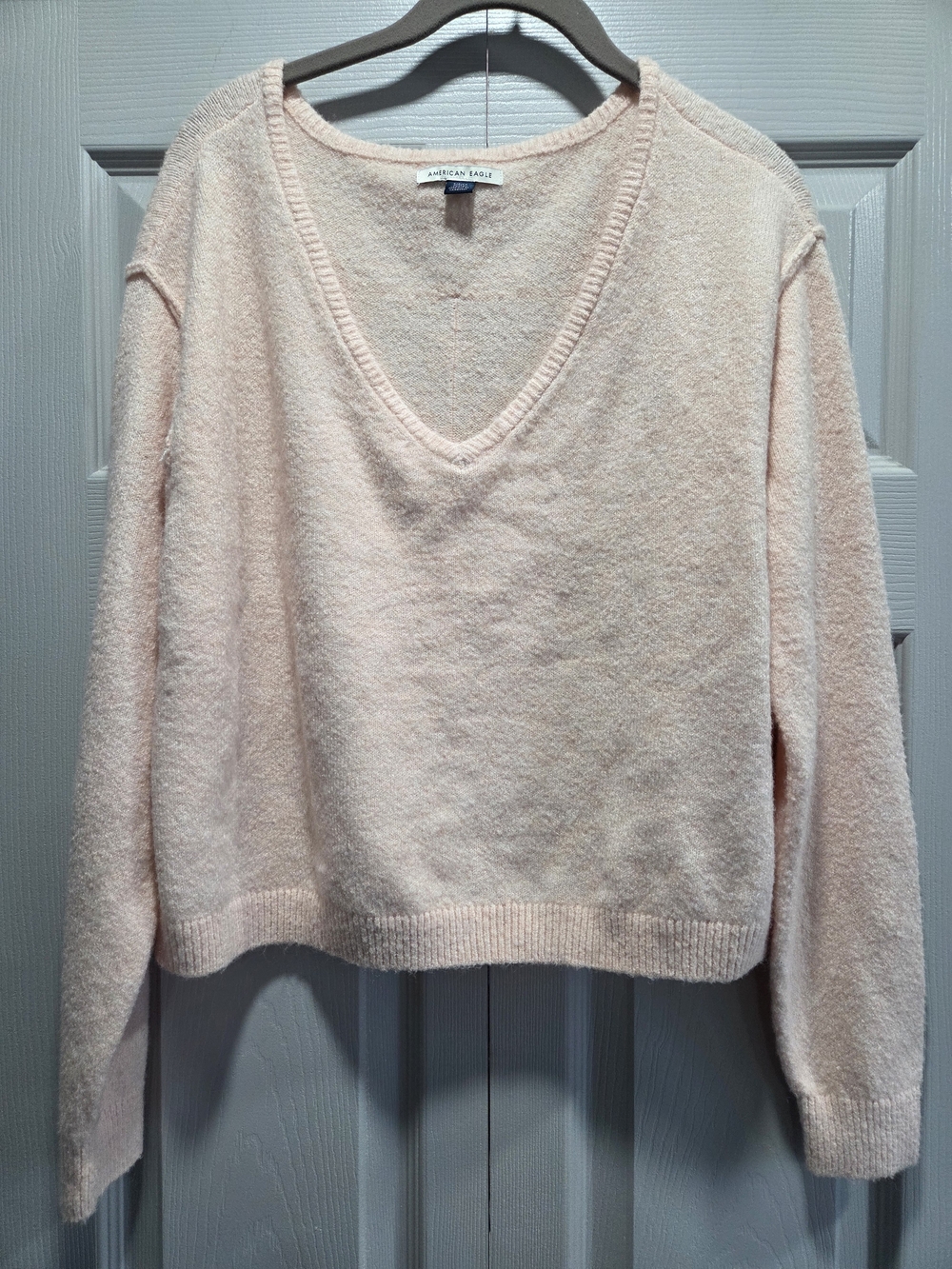 American Eagle Outfitters Women's V-Neck Sweater - Blush Peach